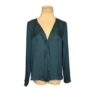 Mango green polka dots long sleeves satin blouse size 2